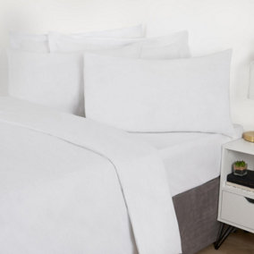 Highams 2 x Soft Polycotton Housewife Pillowcase Set, White - 50 x 75cm