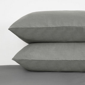 Highams 4 x Soft Cotton Housewife Pillowcases, Grey - 50 x 75cm