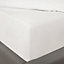 Highams Plain Dyed Fitted Bed Sheet Polycotton, White - Single