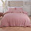 Highams Seersucker Duvet Cover with Pillowcase Bedding, Blush Pink - Double