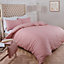 Highams Seersucker Duvet Cover with Pillowcase Bedding, Blush Pink - Double
