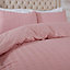 Highams Seersucker Duvet Cover with Pillowcase Bedding, Blush Pink - King
