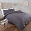 Highams Seersucker Duvet Cover with Pillowcase Bedding, Charcoal Grey - King