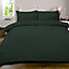 Highams Seersucker Duvet Cover with Pillowcase Bedding, Green - Double