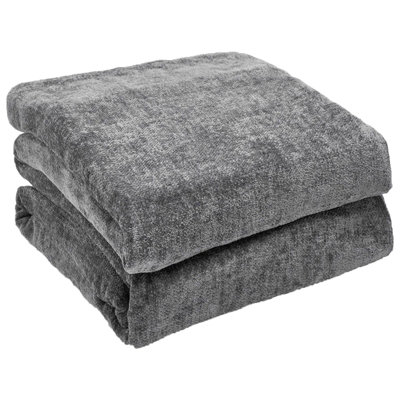 Highams Soft Knitted Fleece Throw Over Blanket Bedspread, Charcoal - 200 x  240cm | DIY at Bu0026Q