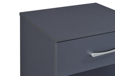Highbury Dark Grey 1 Drawer Open Shelf Bedside Table Nightstand