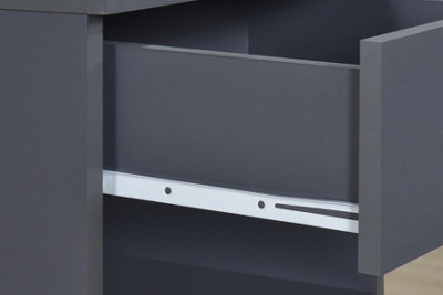 Highbury Dark Grey 1 Drawer Open Shelf Bedside Table Nightstand