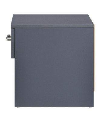 Highbury Dark Grey 1 Drawer Open Shelf Bedside Table Nightstand