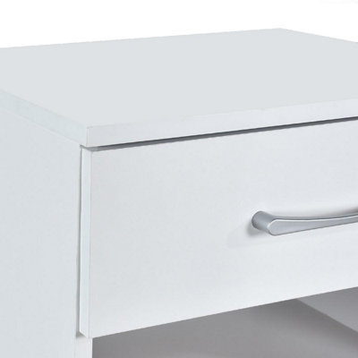 Highbury White 1 Drawer Open Shelf Bedside Table Nightstand