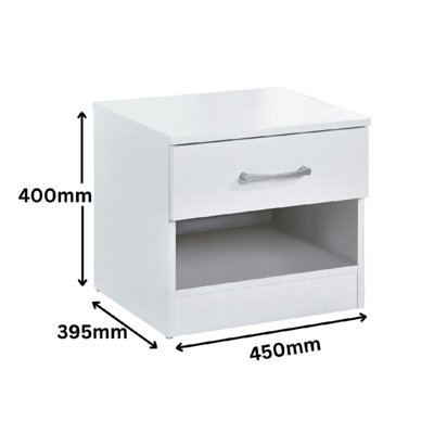 Highbury White 1 Drawer Open Shelf Bedside Table Nightstand