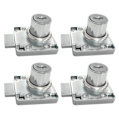 Highdecora Cabinet Locks, 19mm Cylinder Cam Drawer Lock, 22mm Length, Chrome Finish, 4-Pack with 8 Keys