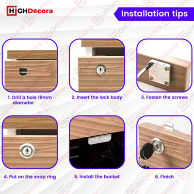 Highdecora Cabinet Locks, 19mm Cylinder Cam Drawer Lock, 22mm Length ...