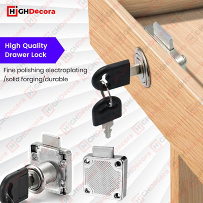 Highdecora Cabinet Locks, 19mm Cylinder Cam Drawer Lock, 22mm Length ...