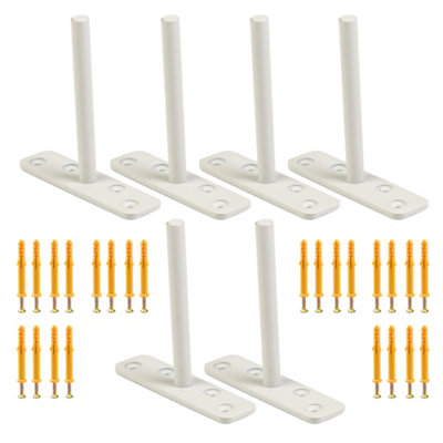 Highdecora Floating Shelf T Brackets Mounted Solid Steel Hidden Brackets for Wood Shelves 6Pcs with Screws & Plugs (White, 100mm)