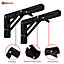 Highdecora Folding Shelf Brackets, 2 Pcs Heavy Duty Foldable Shelf Brackets Metal Wall Mounted Foldable (Black, 10 inch)