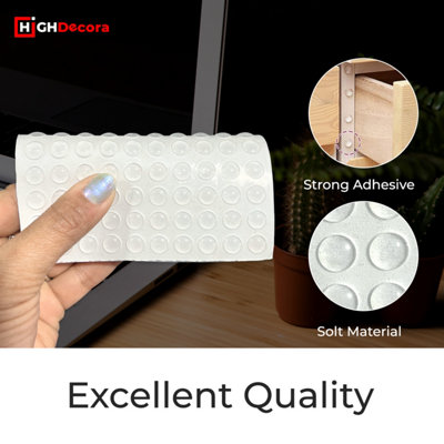 Highdecora Furniture Bumpers Clear Adhesive Buffer Pads 100 Pieces in 1 sheet contain 6 Sheets of buffer pads (600 PCS)