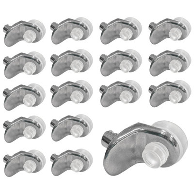 Highdecora Glass Shelf Support Pegs, 5mm Pin Diameter, Steel Alloy Bracket with Suction Cup, Polished (40-Pcs)