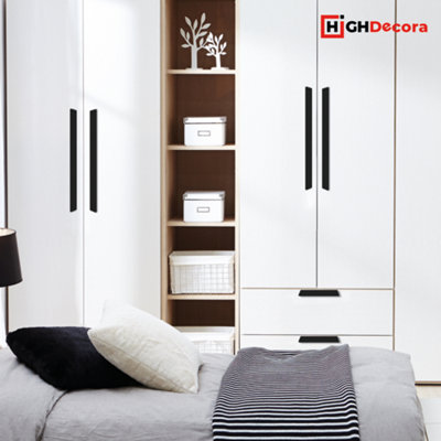 Highdecora Long Profile Pull Handle V Style for Furniture Wardrobe, Kitchen Cabinet, TV Unit, Drawer (2, Black)