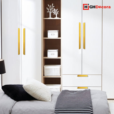 highdecora Long Profile Pull Handle V Style for Furniture Wardrobe, Kitchen Cabinet, TV Unit, Drawer (2, Gold)