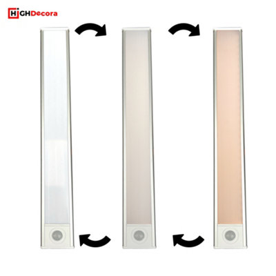 Highdecora Smart Motion Sensor LED Lights Indoor USB Rechargeable Automatic LED Sensor Light Silver 400MM 40CM