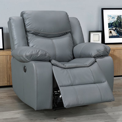 Highgate Electric Recliner Chair in Grey Leather Aire DIY at B&Q