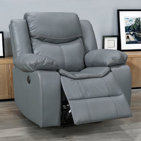 Highgate Electric Recliner Chair in Grey Leather Aire