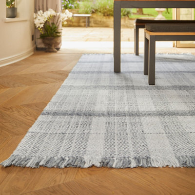 Highland Check Light Grey Geometric Rug by Origins-67 X 200 (Runner ...