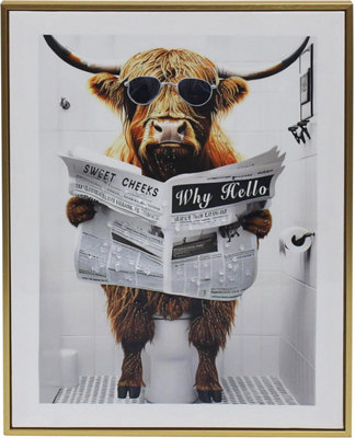 Highland Cow Bathroom Canvas Wall Art Fun Animal Design Decorative Wall ...