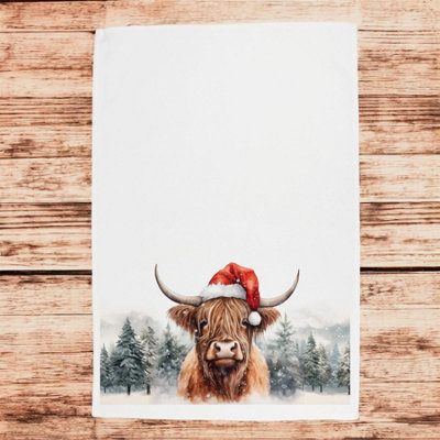 Fanfanwin 3-Pack Highland Cow Hand Towels - 100% Cotton Farmhouse Bathroom & Kitchen Decor
