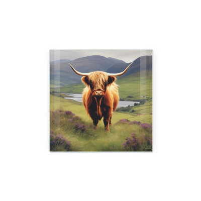 Highland Cow Glass Hot Pot Stand - Scottish Landscape Heat Resistant Trivet