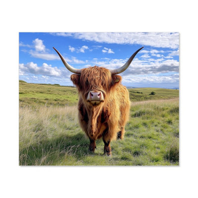 Highland Cow In Summer Kitchen Splashback