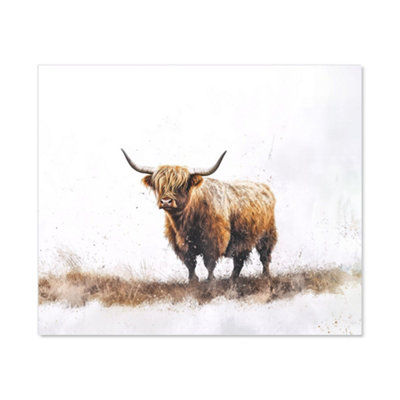 Highland Cow Watercolour Kitchen Splashback