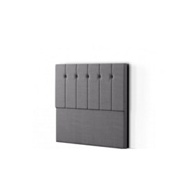 Highland Headboard Floor Standing  Matching Buttons King Linen Grey
