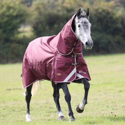 Highlander Plus Combo Neck 100g Horse Turnout Rug Maroon (5)