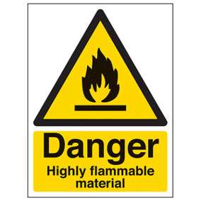 Highly Flammable Material Fire Sign - Adhesive Vinyl 300x400mm (x3)