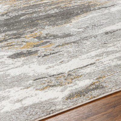 HILA Abstract Modern Marble Charcoal/Off-White Area Rug 200 x 275 cm