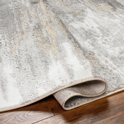 HILA Abstract Modern Marble Charcoal/Off-White Area Rug 200 x 275 cm