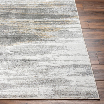 HILA Abstract Modern Marble Charcoal/Off-White Area Rug 200 x 275 cm