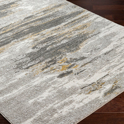 HILA Abstract Modern Marble Charcoal/Off-White Area Rug 200 x 275 cm