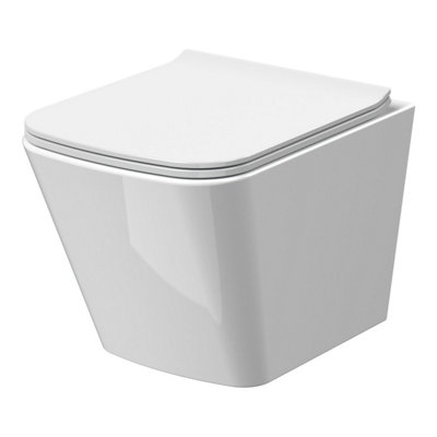 Hilderstone Rimless Wall Hung Square Toilet Pan & Soft Close Seat ...