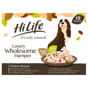 Hilife It's Only Natural Dog Pouch Luxury Hamper 18x100g (Pack of 2)