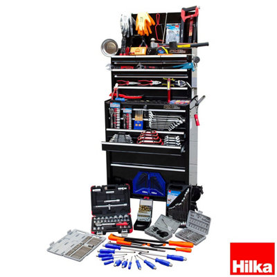 Hilka 527 Piece Mechanics Tool Kit with Heavy Duty 15 Drawer Tool Chest ...