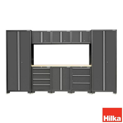 Hilka 9 Piece Garage Cabinet Set, Heavy Duty 24 Gauge Steel Storage ...
