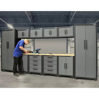 Hilka Garage Storage Cabinet Set 24 Gauge Steel 11 Piece Modular ...