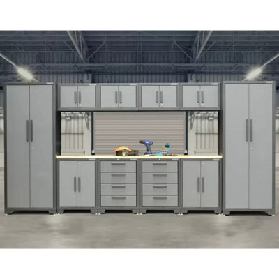 Hilka Garage Storage Cabinet Set 24 Gauge Steel 11 Piece Modular ...