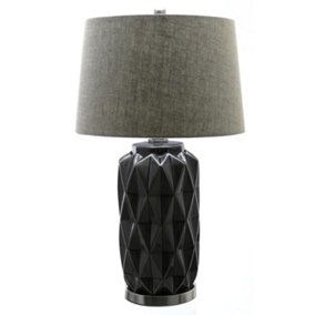 Hill Interiors Acantho Ceramic Table Lamp (UK Plug) Grey/Black (One Size)