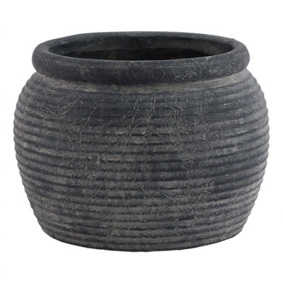 Hill Interiors Amalfi Rounded Rim Plant Pot Grey (20cm x 28cm x 28cm)