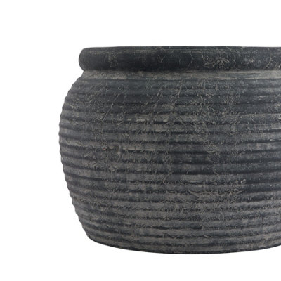 Hill Interiors Amalfi Rounded Rim Plant Pot Grey (20cm x 28cm x 28cm)