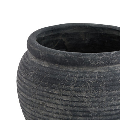 Hill Interiors Amalfi Rounded Rim Plant Pot Grey (20cm x 28cm x 28cm)