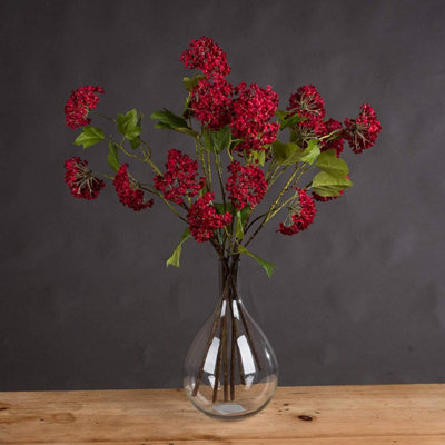 Hill Interiors Artificial Faux Red Autumnal Viburnum Spray Red (One Size)